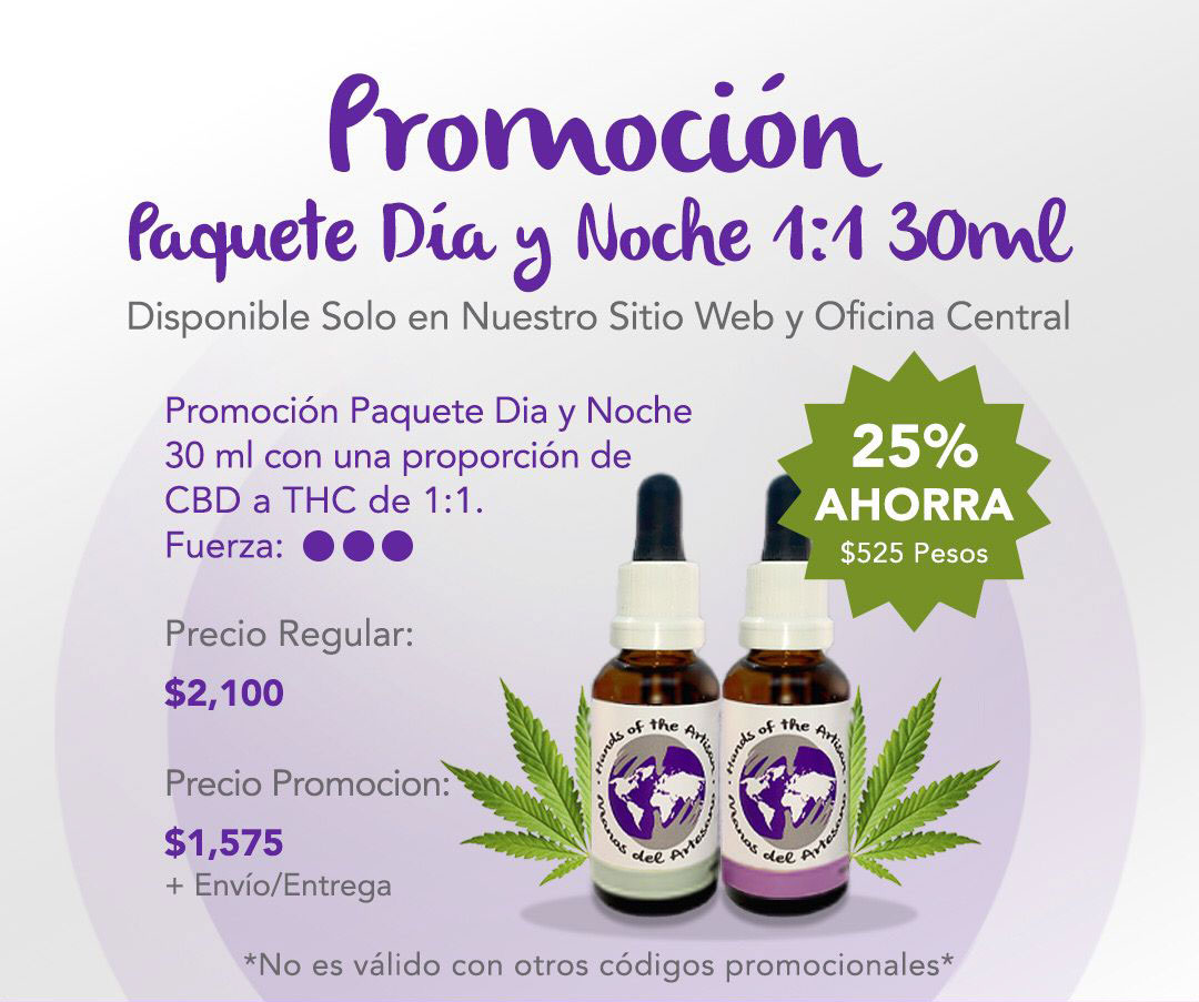 Promo Aceite de CBD 1:1 - 30 ml Paquete Día/Noche